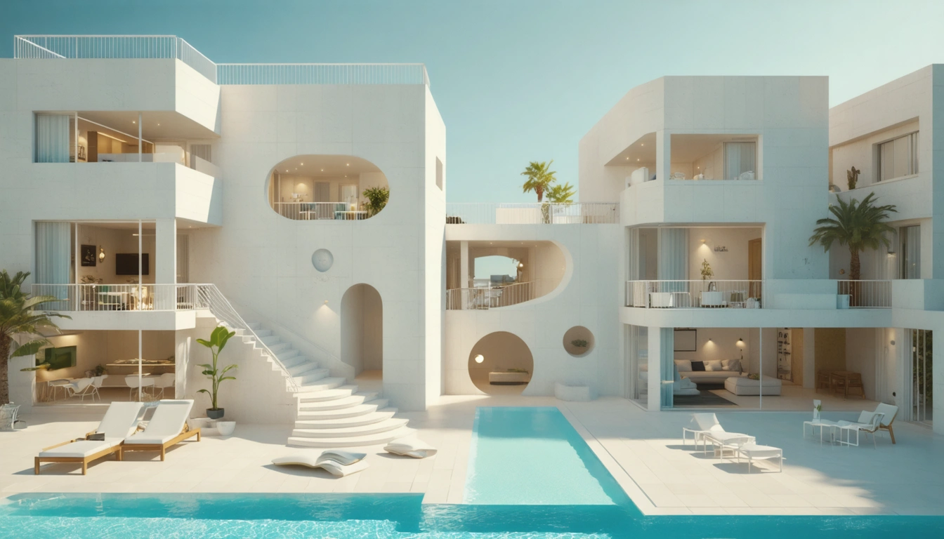 Sunlit limestone cliffs beside cerulean water